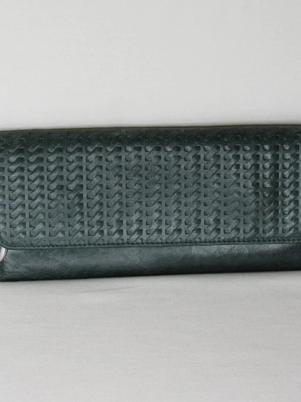 Hobo International Green Leather SADIE Woven Texture Clutch Wallet